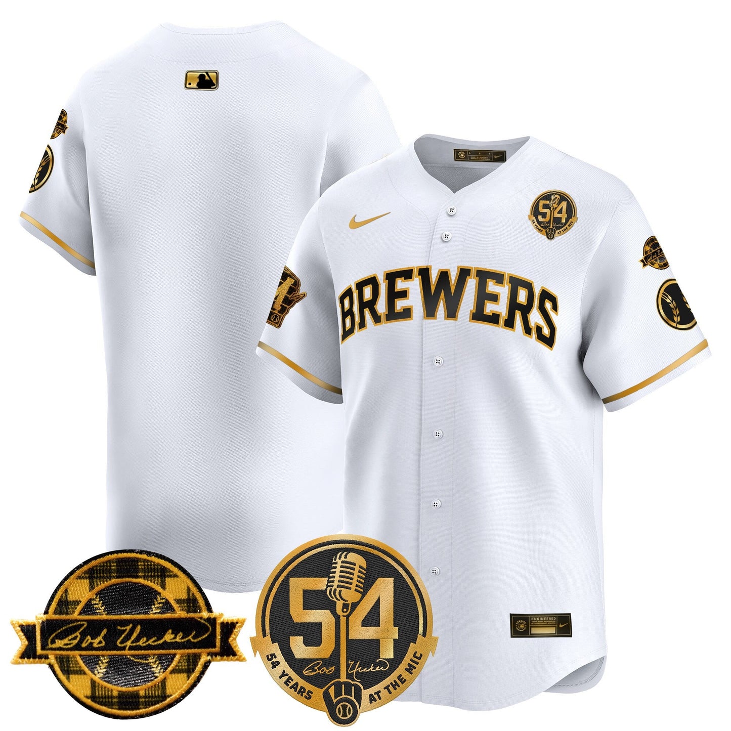 Men's Milwaukee Brewers 'Bob Uecker - 54 Seasons for Brewers' Vapor Premier Limited Jersey - All Stitched