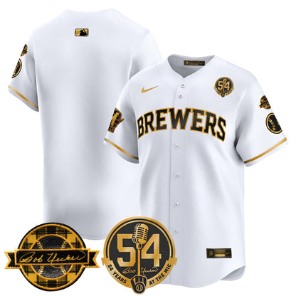 Men's Milwaukee Brewers 'Bob Uecker - 54 Seasons for Brewers' Vapor Premier Limited Jersey - All Stitched