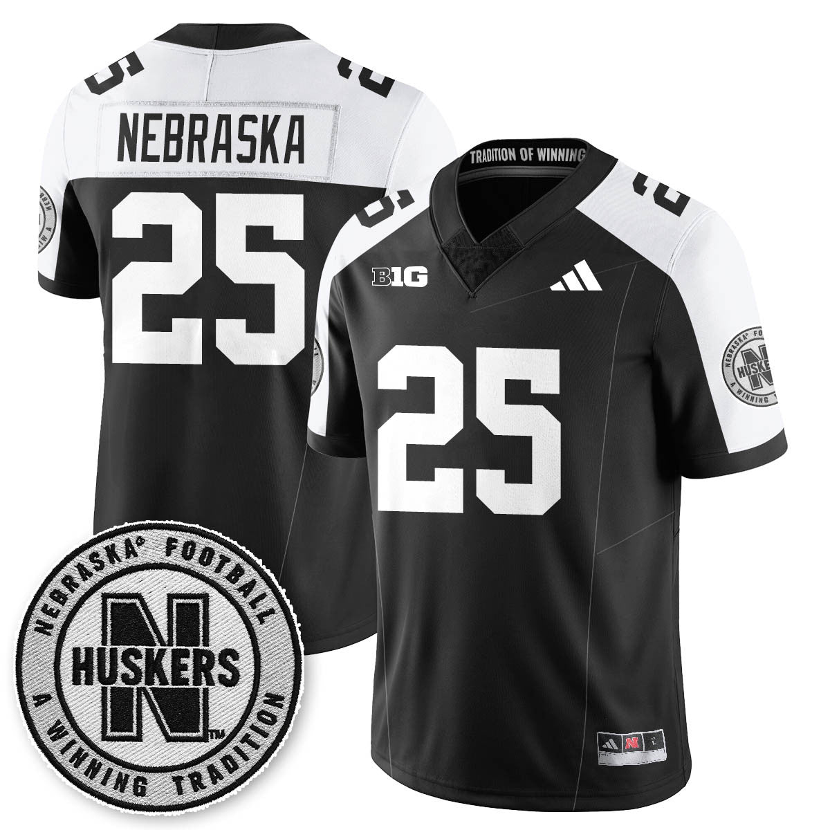 Men's Nebraska Football 2025 "Blackout" Jersey - All Stitched