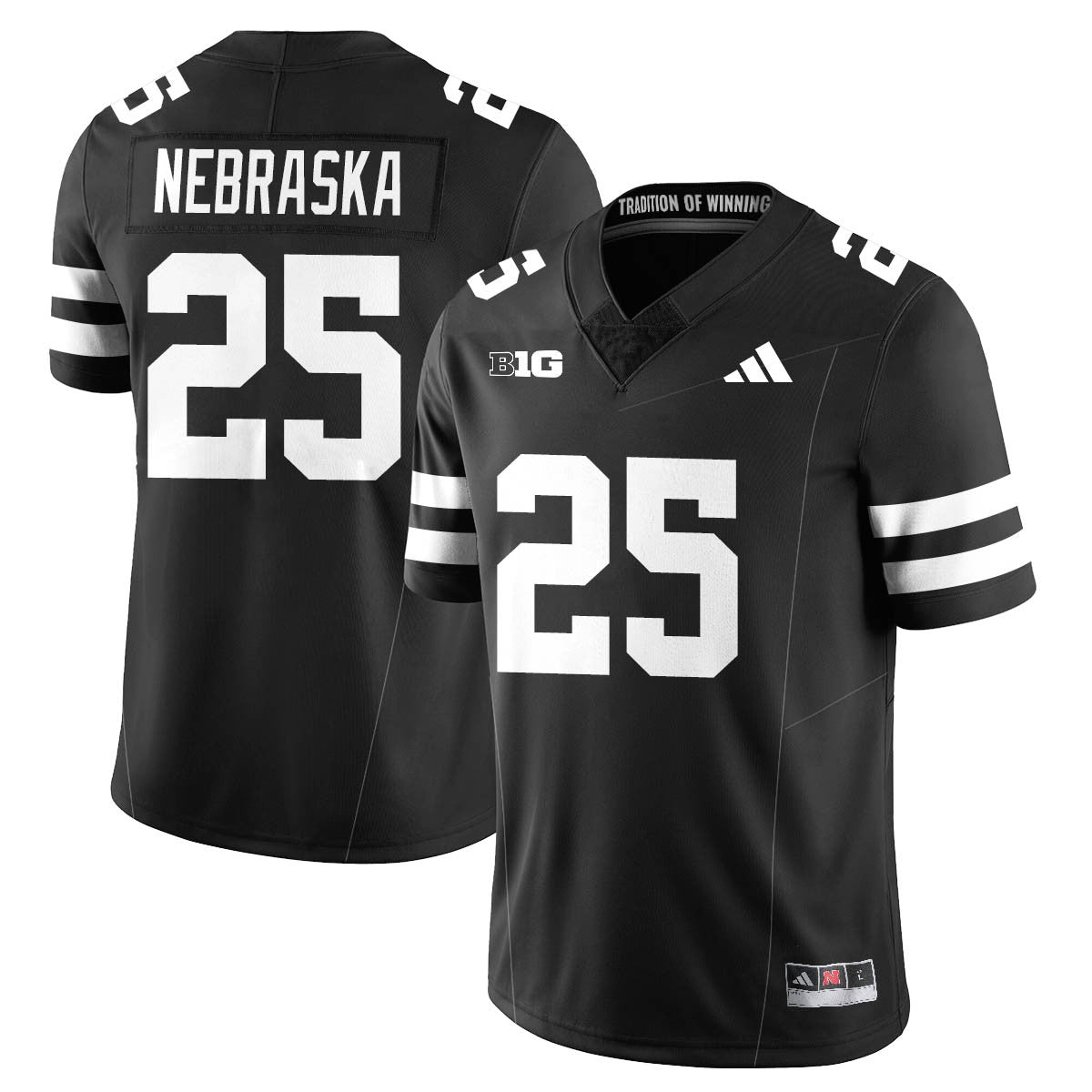 Men's Nebraska Football 2025 "Blackout" Jersey - All Stitched