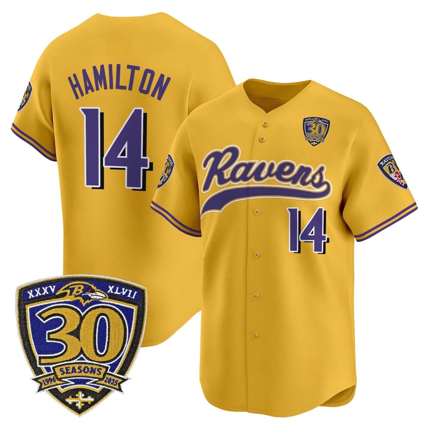 Men's Baltimore Ravens 2025 Vapor Baseball Jersey - 30th Anniversary Patch - All Stitched