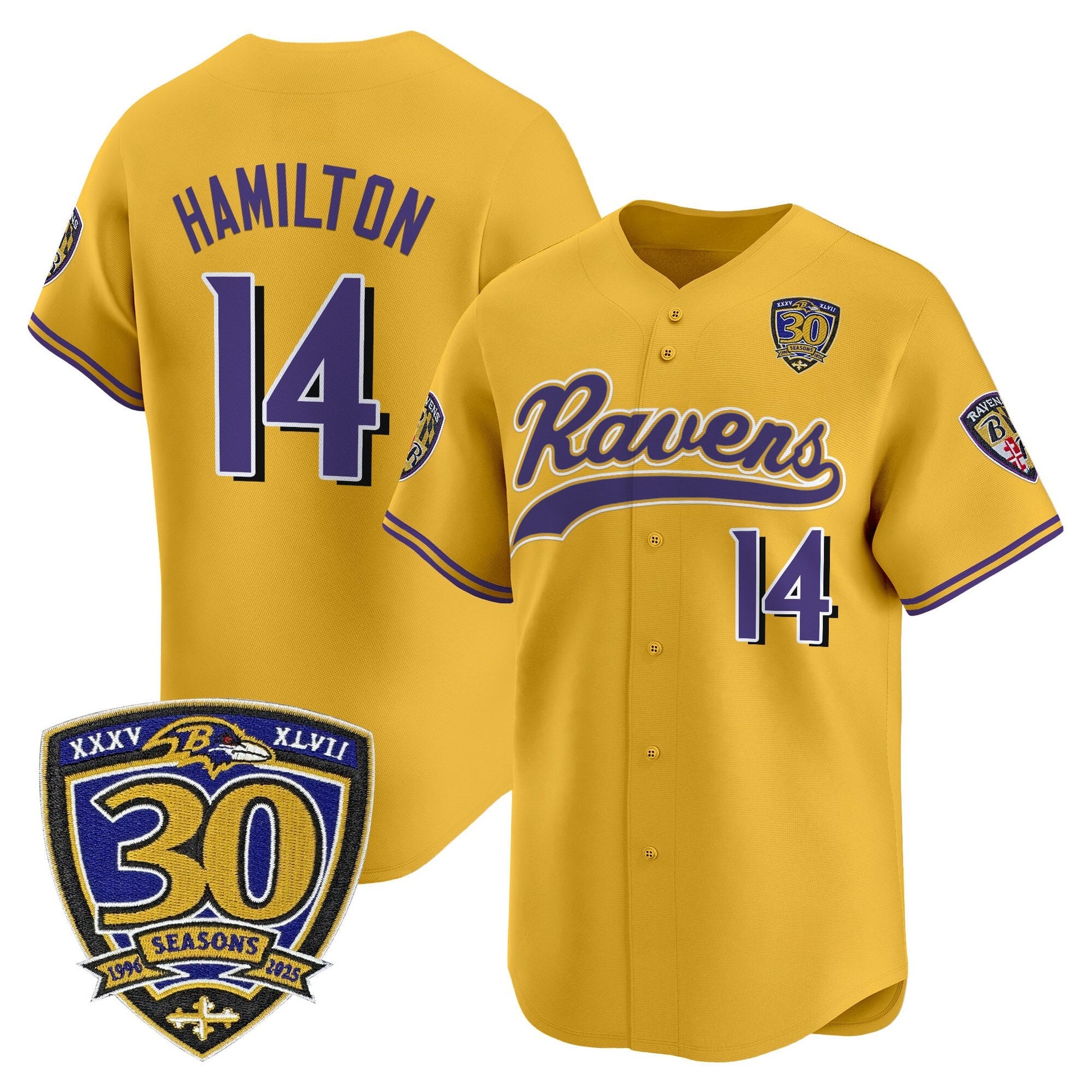 Men's Baltimore Ravens 2025 Vapor Baseball Jersey - 30th Anniversary Patch - All Stitched
