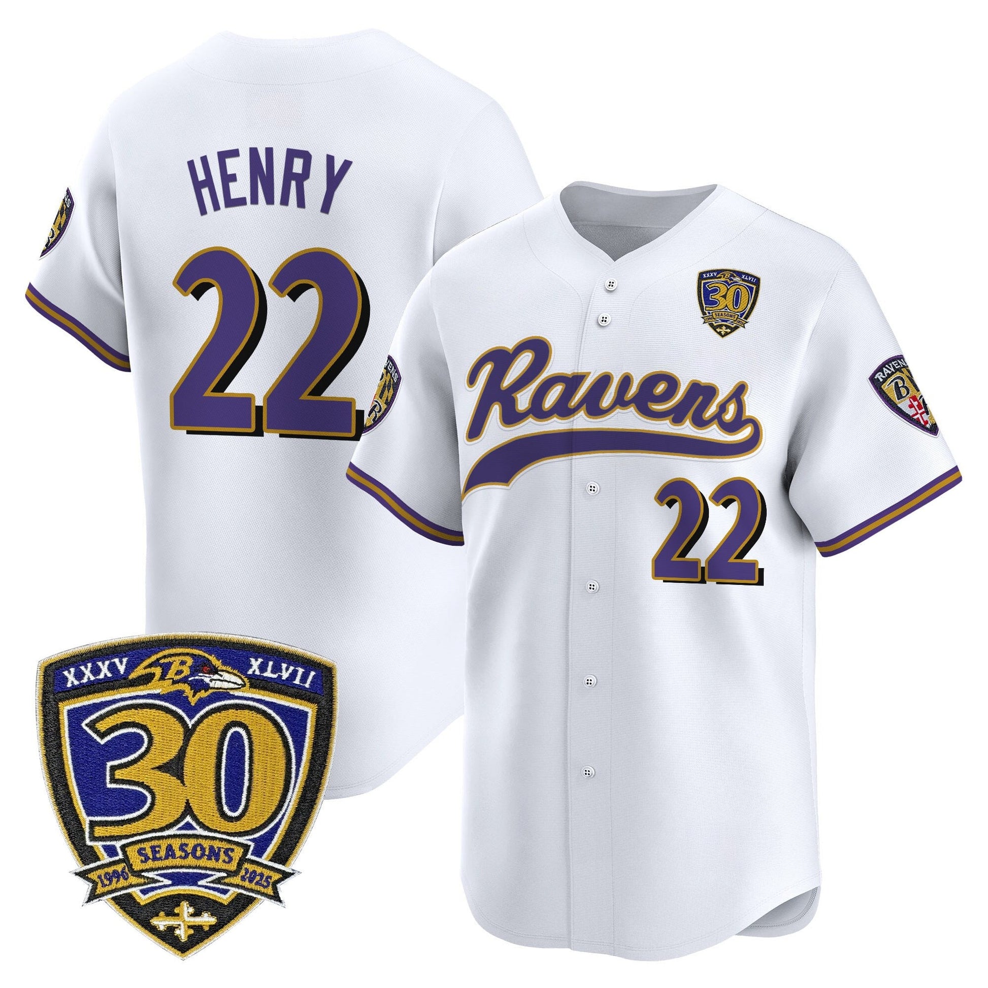 Men's Baltimore Ravens 2025 Vapor Baseball Jersey - 30th Anniversary Patch - All Stitched
