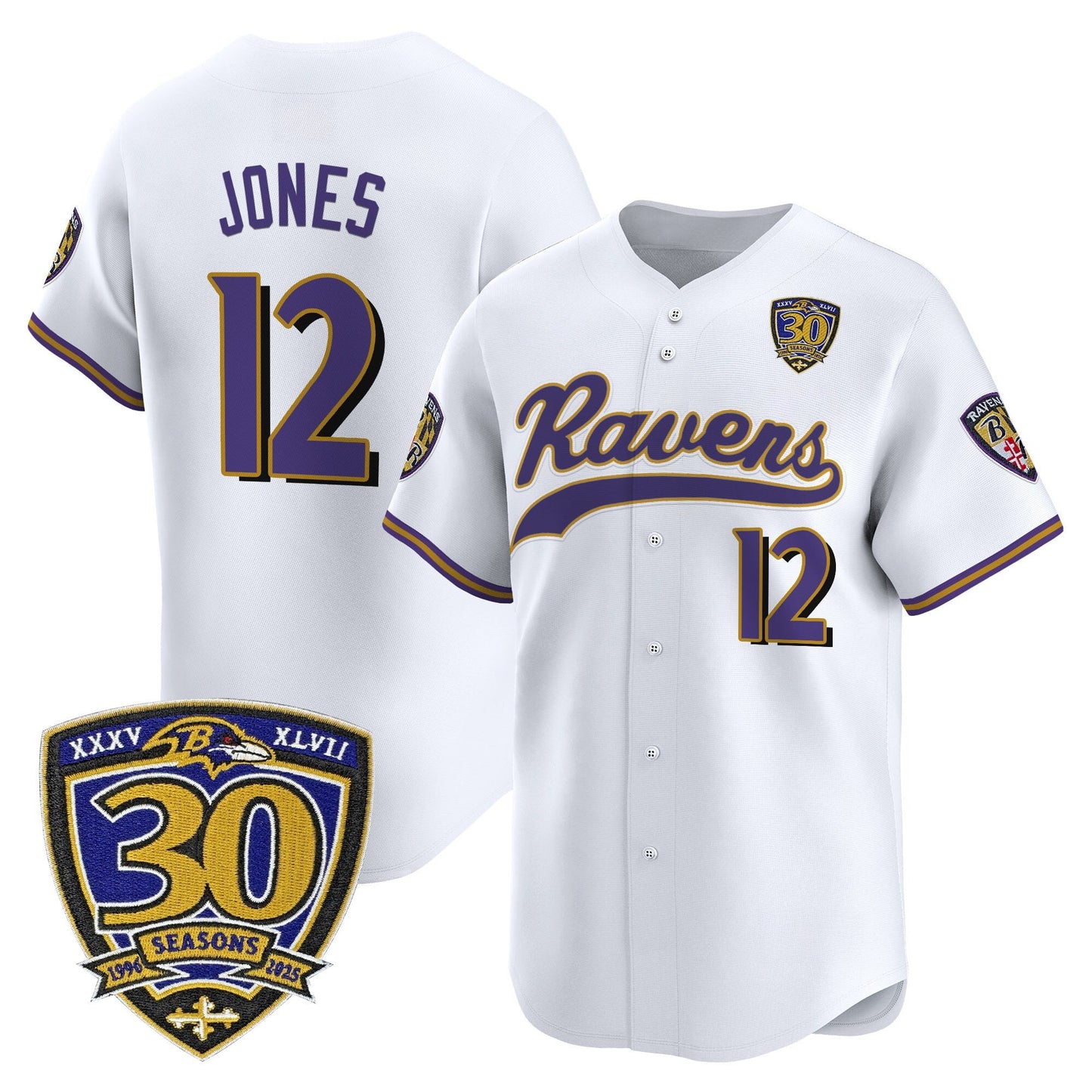 Men's Baltimore Ravens 2025 Vapor Baseball Jersey - 30th Anniversary Patch - All Stitched