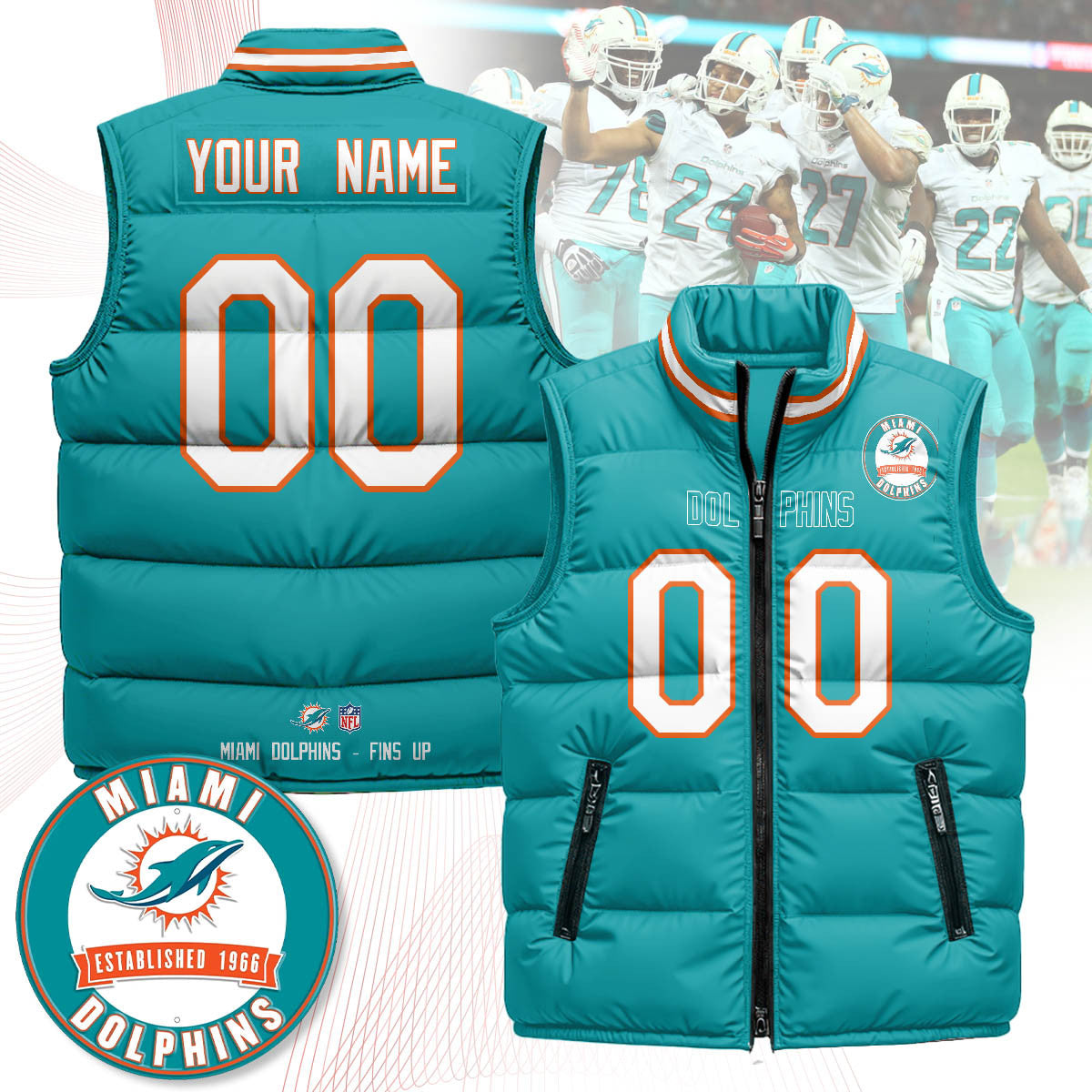 Miami Dolphins Unisex Puffer Vest