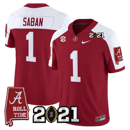 Men's Alabama Crimson Tide '2021 CFP National Championship' Vapor Limited Jersey - Alabama Map - All Stitched