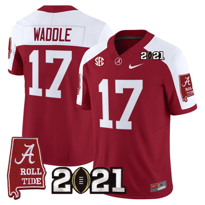 Men's Alabama Crimson Tide '2021 CFP National Championship' Vapor Limited Jersey - Alabama Map - All Stitched
