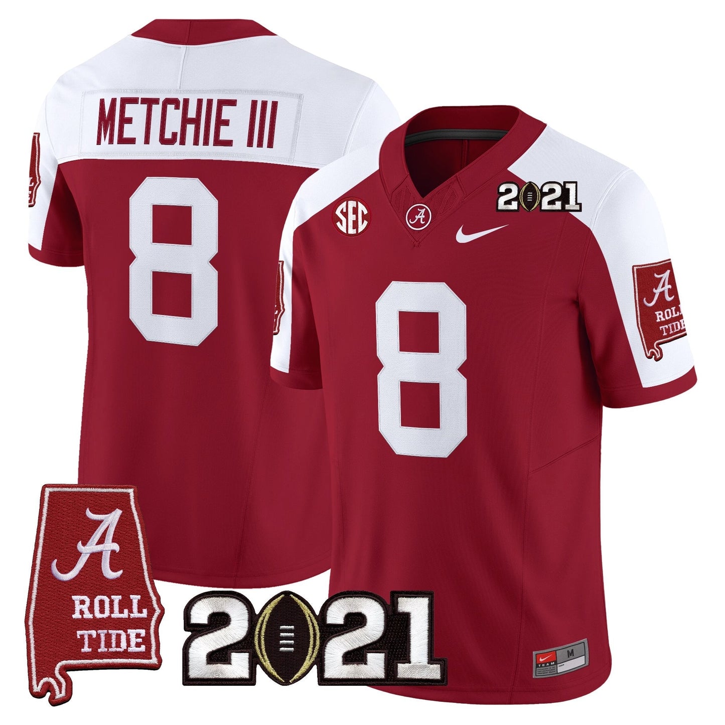 Men's Alabama Crimson Tide '2021 CFP National Championship' Vapor Limited Jersey - Alabama Map - All Stitched