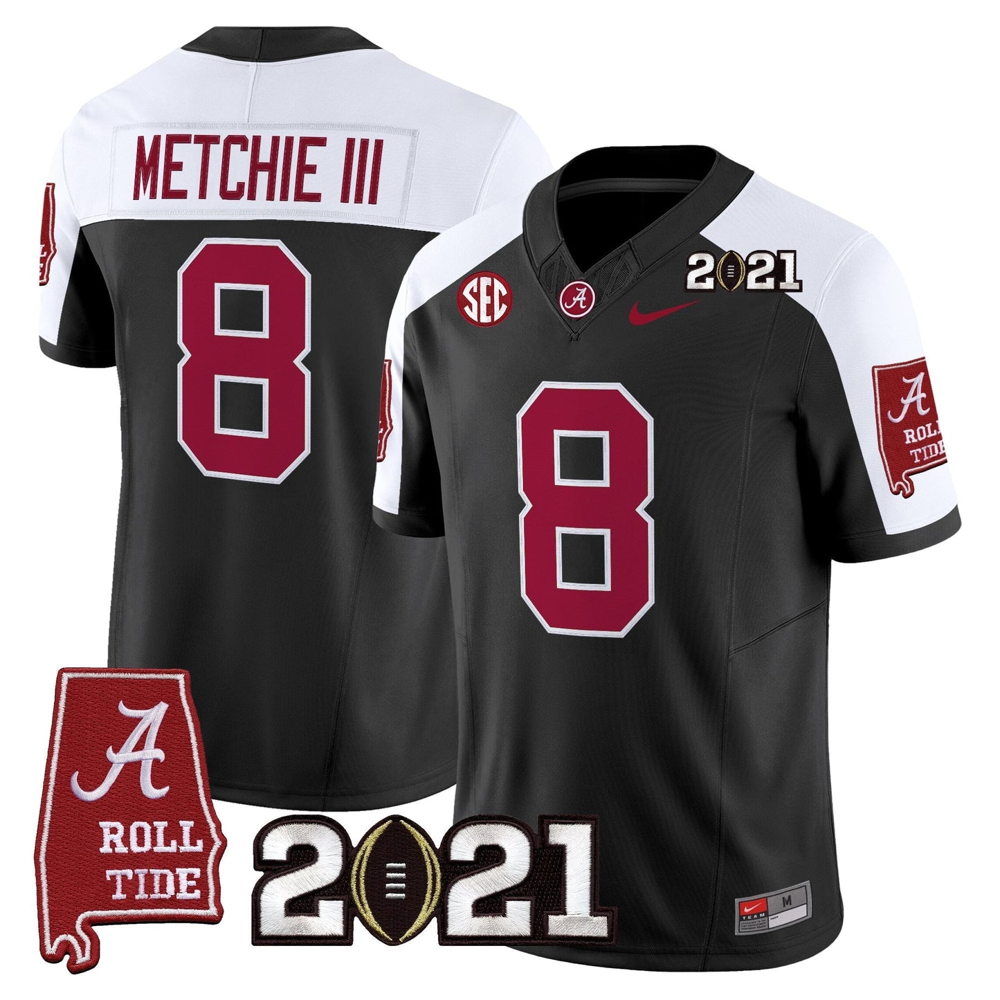 Men's Alabama Crimson Tide '2021 CFP National Championship' Vapor Limited Jersey - Alabama Map - All Stitched