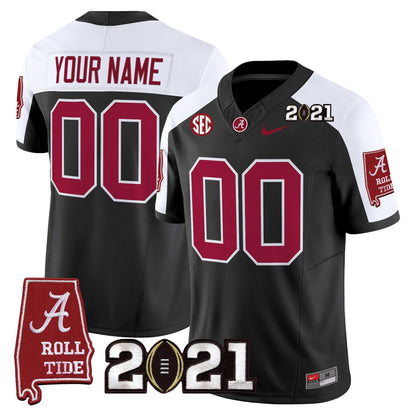 Alabama Crimson Tide '2021 CFP National Championship' Vapor Limited Custom Jersey - Alabama Map - All Stitched