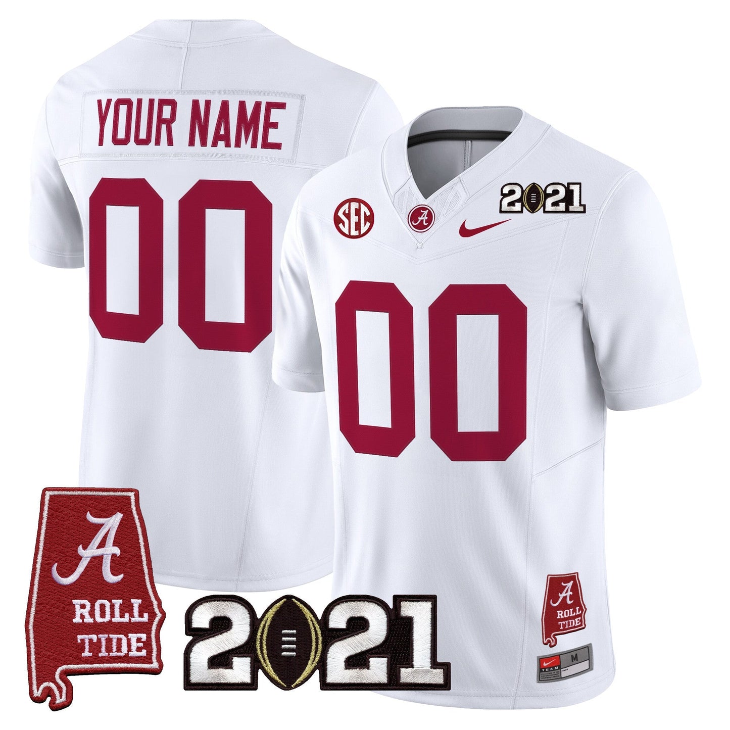 Alabama Crimson Tide '2021 CFP National Championship' Vapor Limited Custom Jersey - Alabama Map - All Stitched