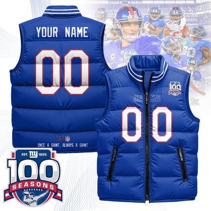 Custom New York Giants Unisex Puffer Vest