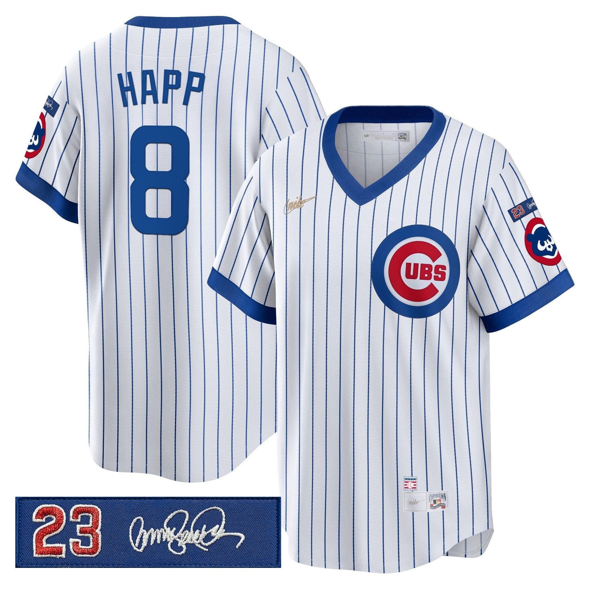 Men's Chicago Cubs 'Ryne Sandberg Tribute Patch' Cooperstown Jersey - All Stitched