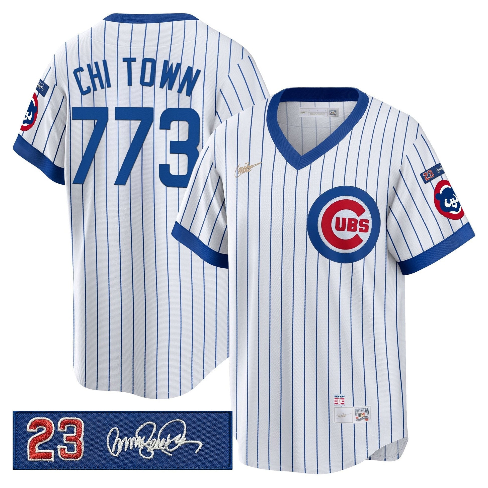 Men's Chicago Cubs 'Ryne Sandberg Tribute Patch' Cooperstown Jersey - All Stitched