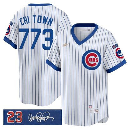 Men's Chicago Cubs 'Ryne Sandberg Tribute Patch' Cooperstown Jersey - All Stitched