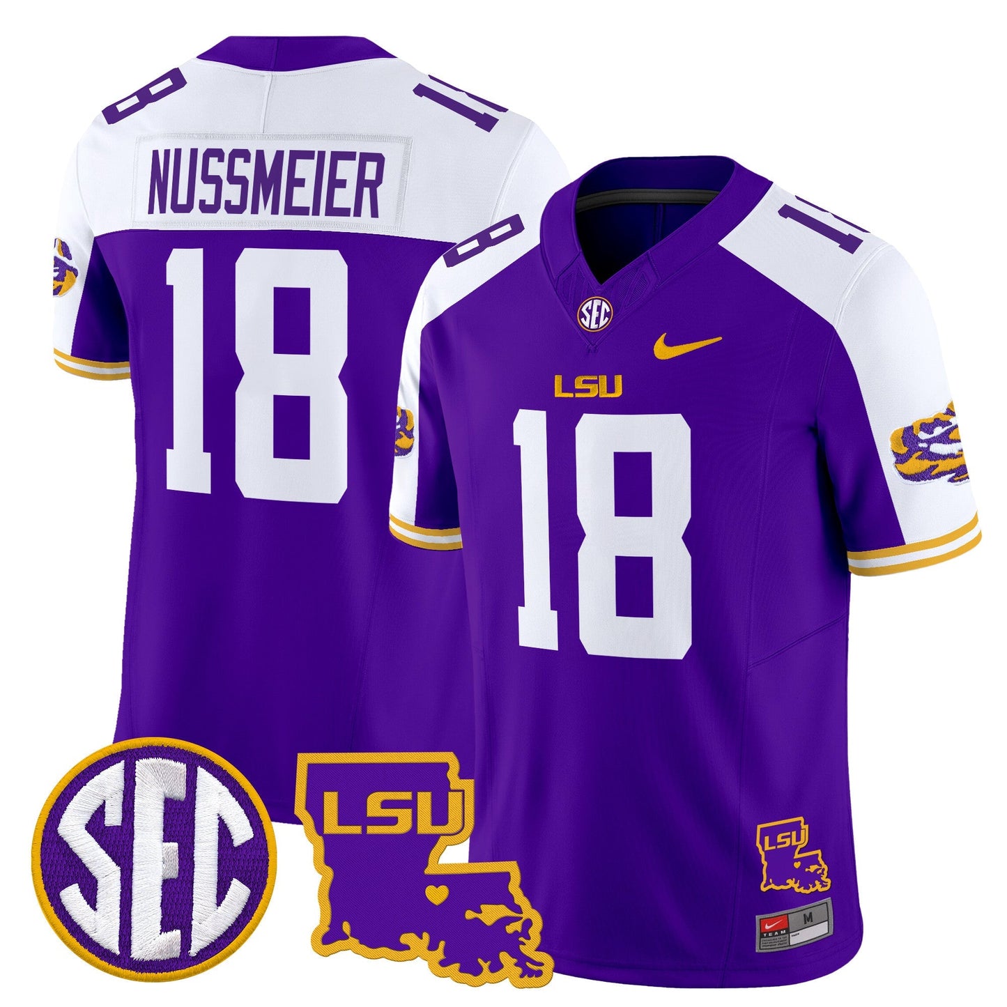 Men's LSU Tigers 2025 Louisiana Patch Vapor Limited Jersey - All Stitched