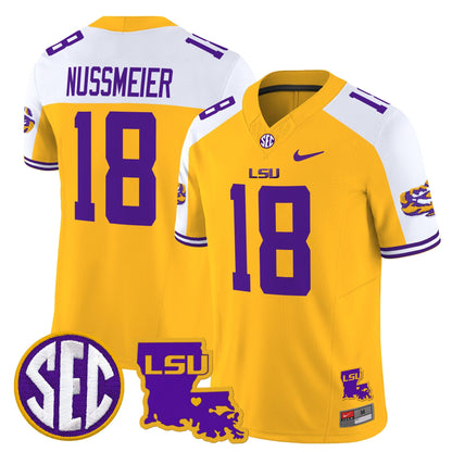 Men's LSU Tigers 2025 Louisiana Patch Vapor Limited Jersey - All Stitched