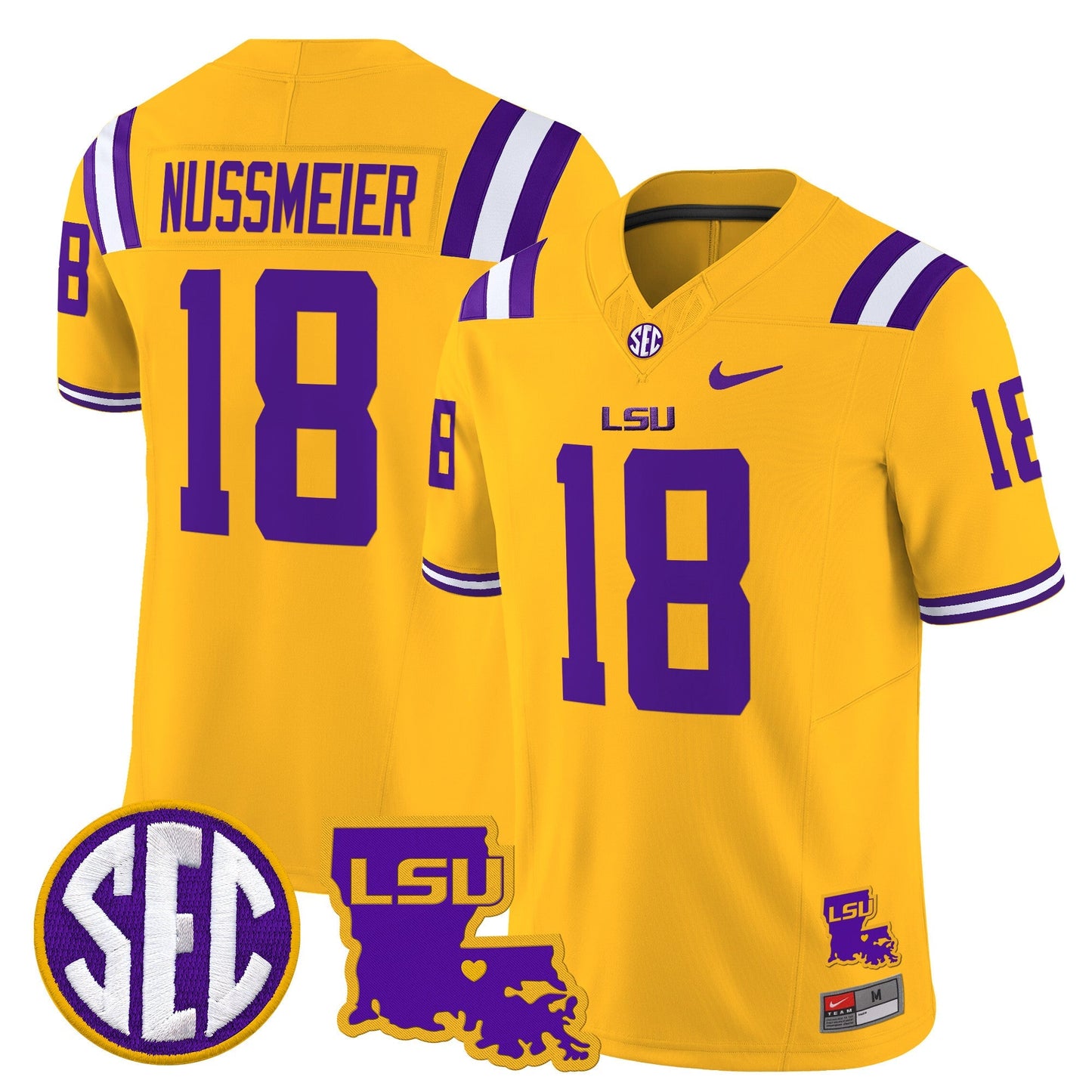 Men's LSU Tigers 2025 Louisiana Patch Vapor Limited Jersey - All Stitched