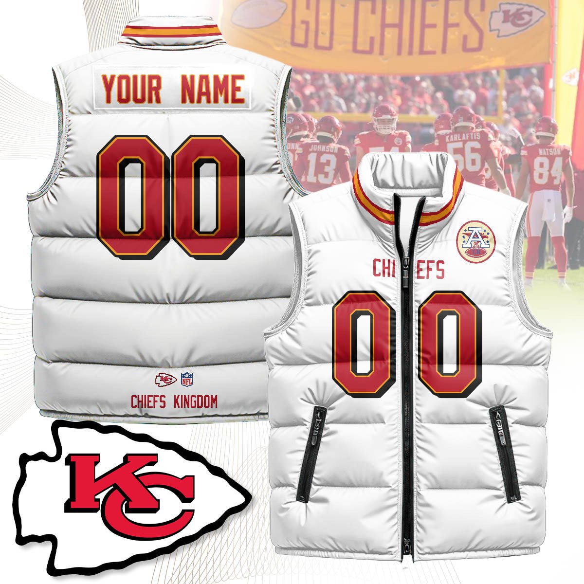 Custom Kansas City Chiefs Unisex Puffer Vest