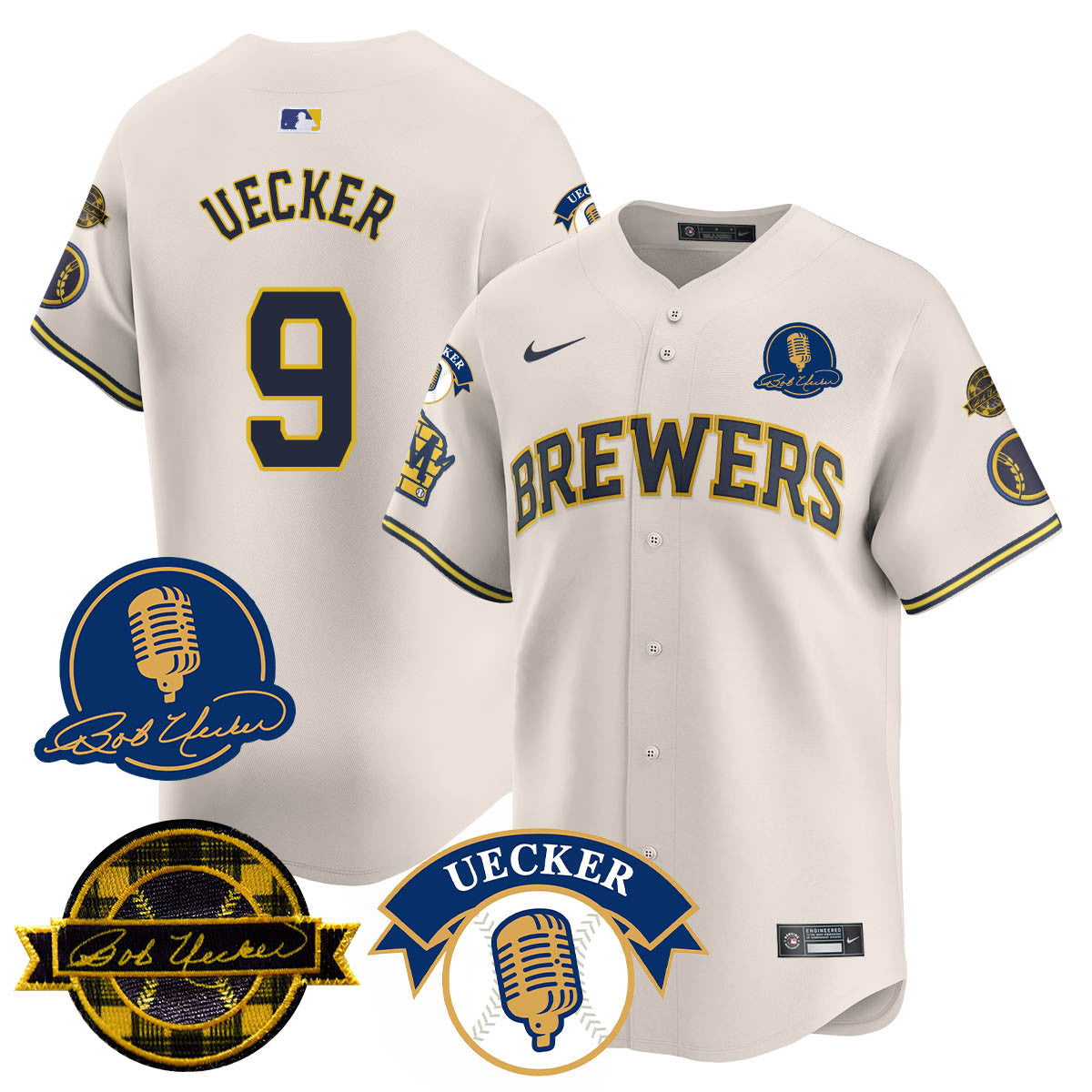 Men's Milwaukee Brewers 2025 Limited Jersey - Bob Uecker Patch - All Stitched