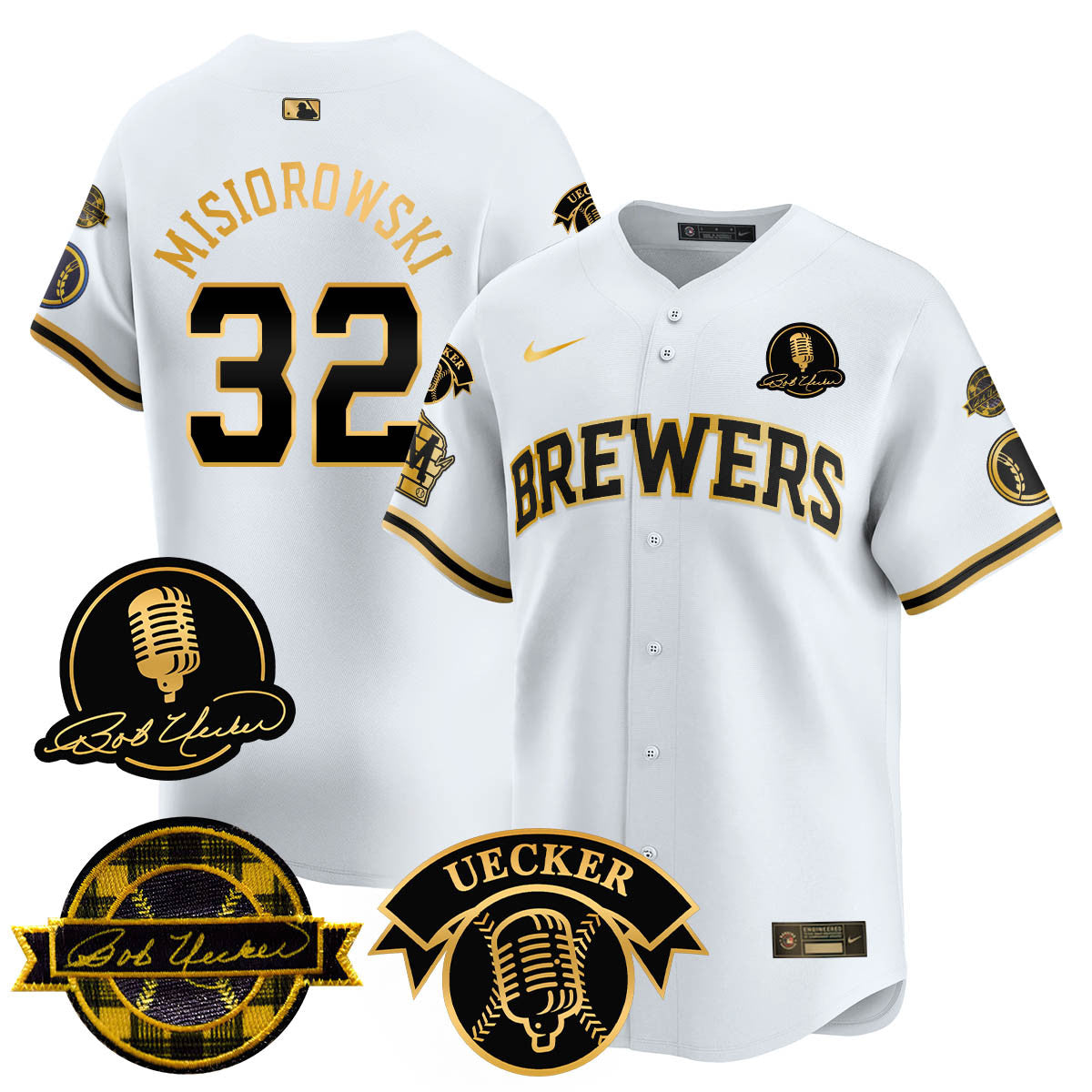 Men's Milwaukee Brewers 2025 Limited Jersey - Bob Uecker Patch - All Stitched