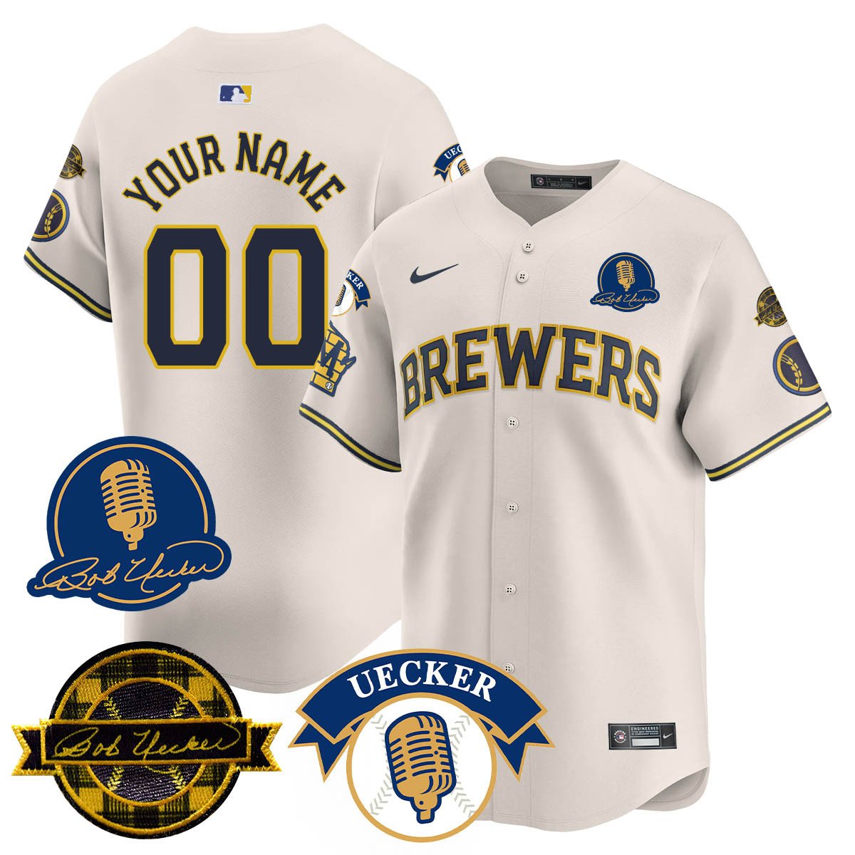 Men's Milwaukee Brewers 2025 Limited Jersey - Bob Uecker Patch - All Stitched
