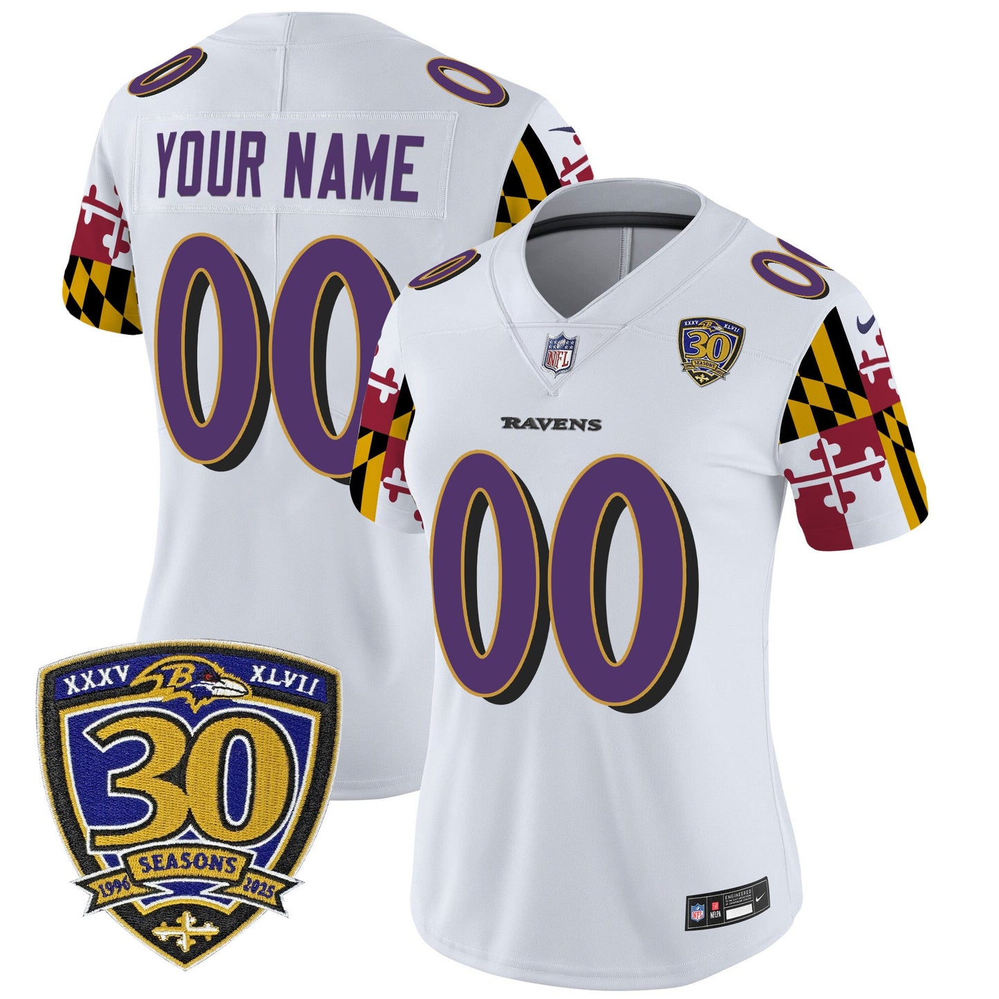 Baltimore Ravens 'Maryland Flag Edition' Vapor Limited Custom Jersey - 30th Anniversary Patch - All Stitched