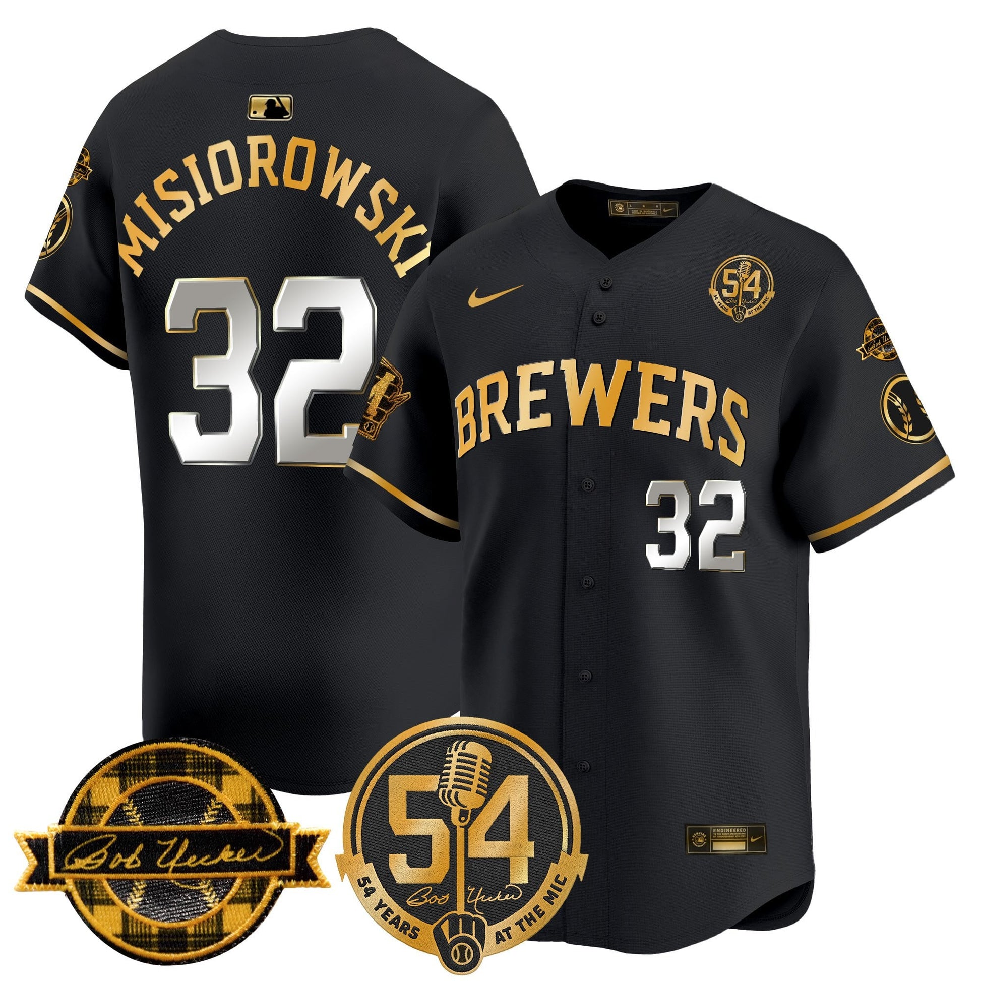 Men's Milwaukee Brewers 'Bob Uecker - 54 Seasons for Brewers' Vapor Premier Limited Jersey - All Stitched