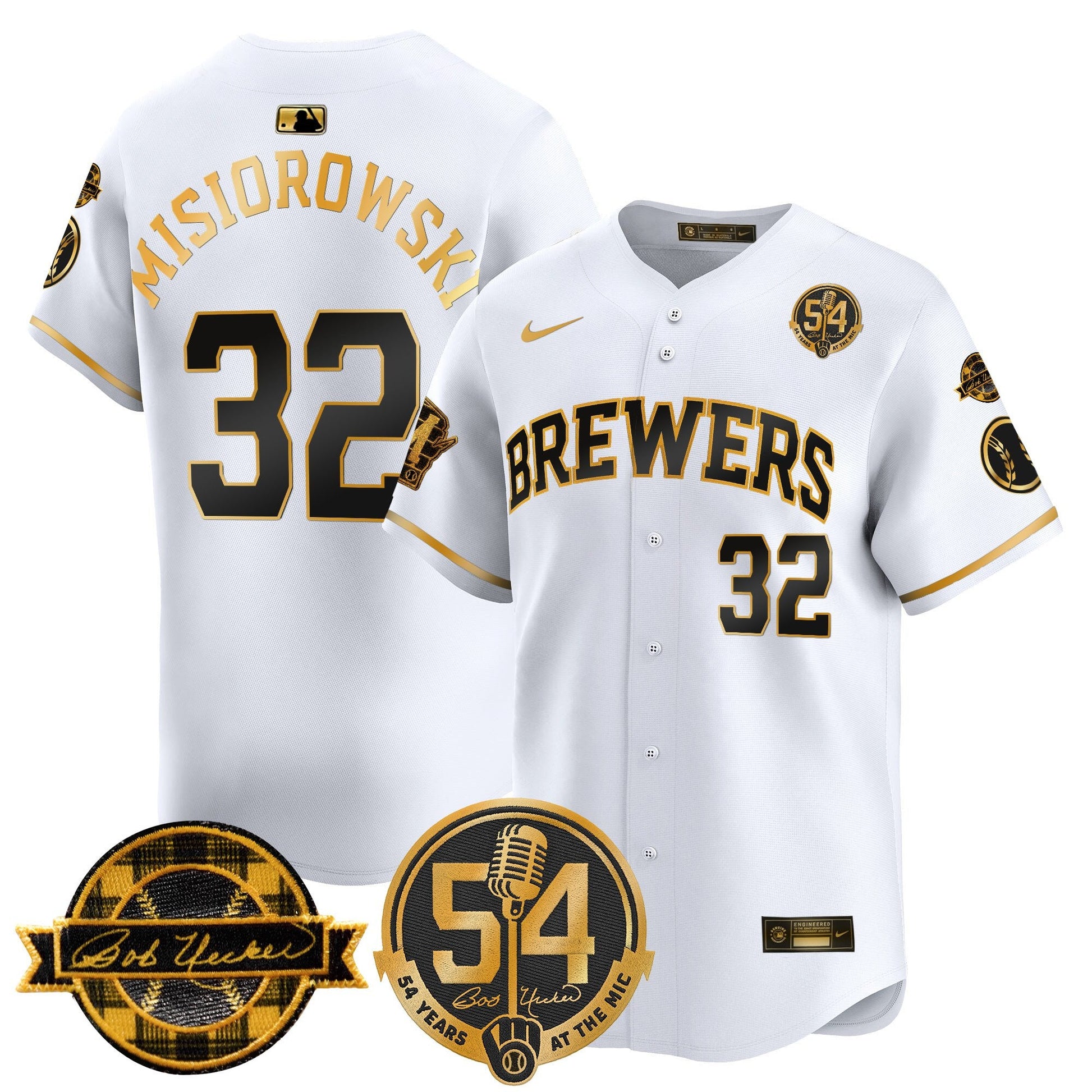 Men's Milwaukee Brewers 'Bob Uecker - 54 Seasons for Brewers' Vapor Premier Limited Jersey - All Stitched