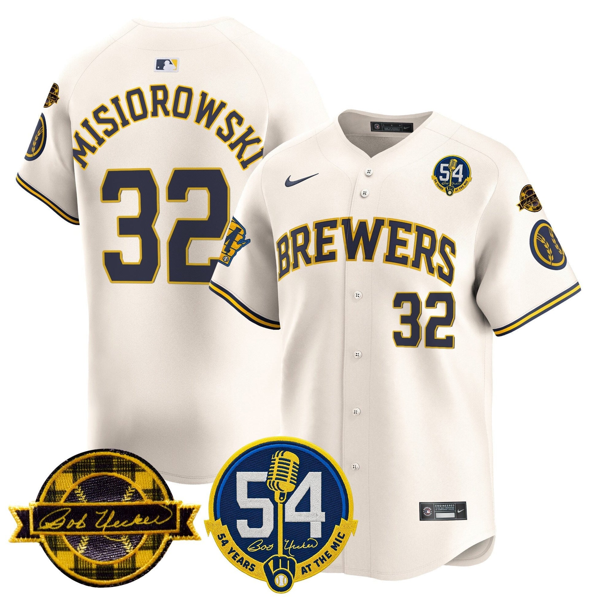 Men's Milwaukee Brewers 'Bob Uecker - 54 Seasons for Brewers' Vapor Premier Limited Jersey - All Stitched