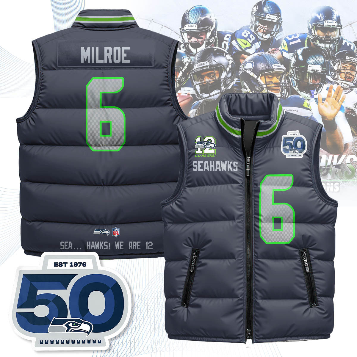 Seattle Seahawks Unisex Puffer Vest