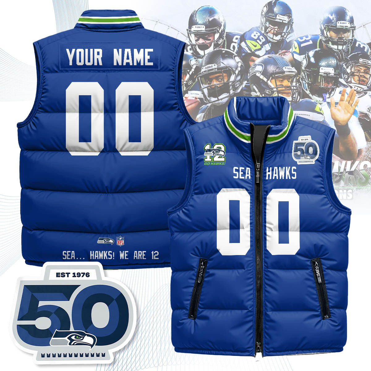 Seattle Seahawks Unisex Puffer Vest