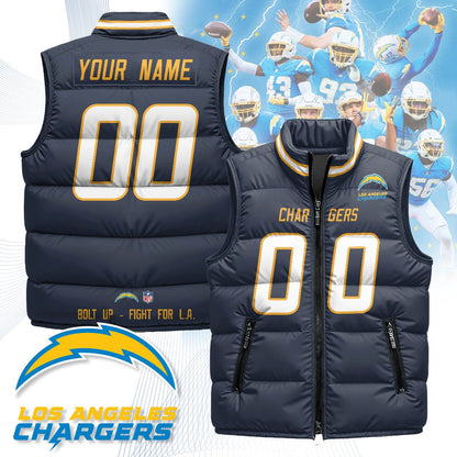 Custom Los Angeles Chargers Unisex Puffer Vest