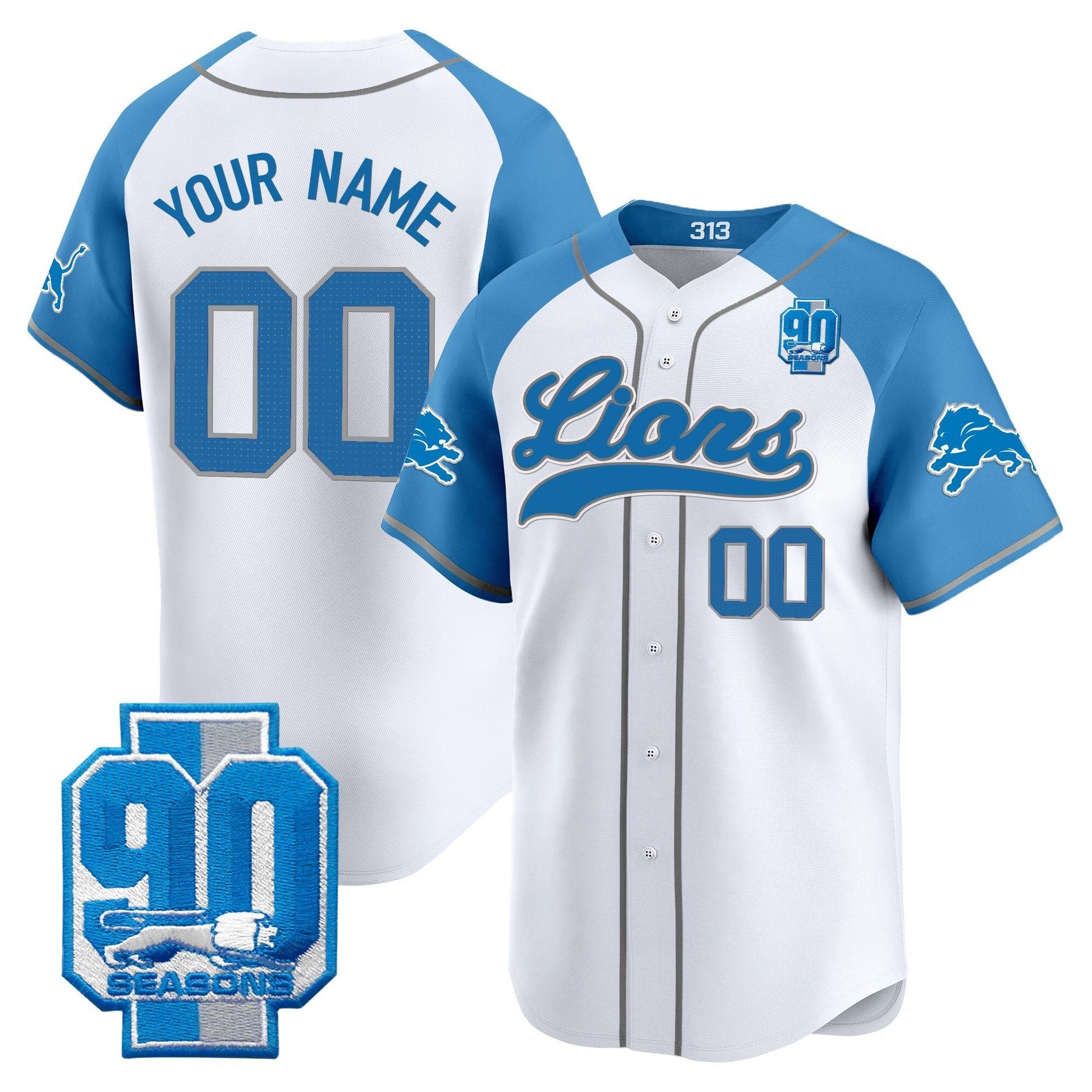 Detroit Lions 2025 Vapor Baseball Custom Jersey - All Stitched