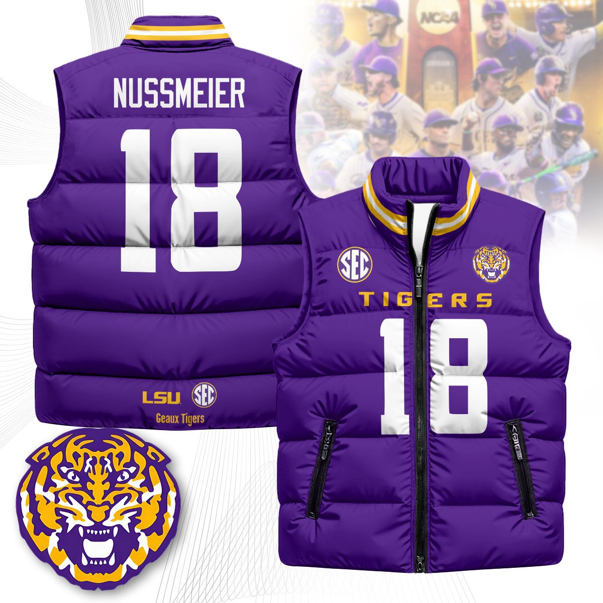 LSU Tigers Unisex Puffer Vest