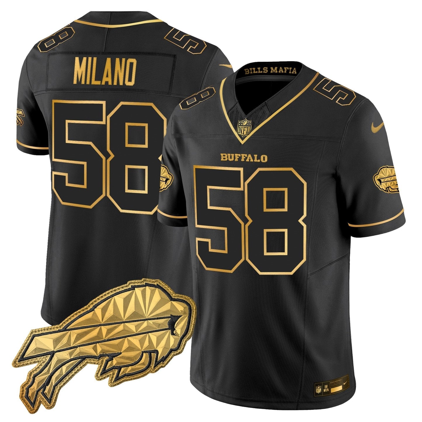 Men's Buffalo Bills 2025 "Rivalries" Gold Vapor Limited Jersey - All Stitched