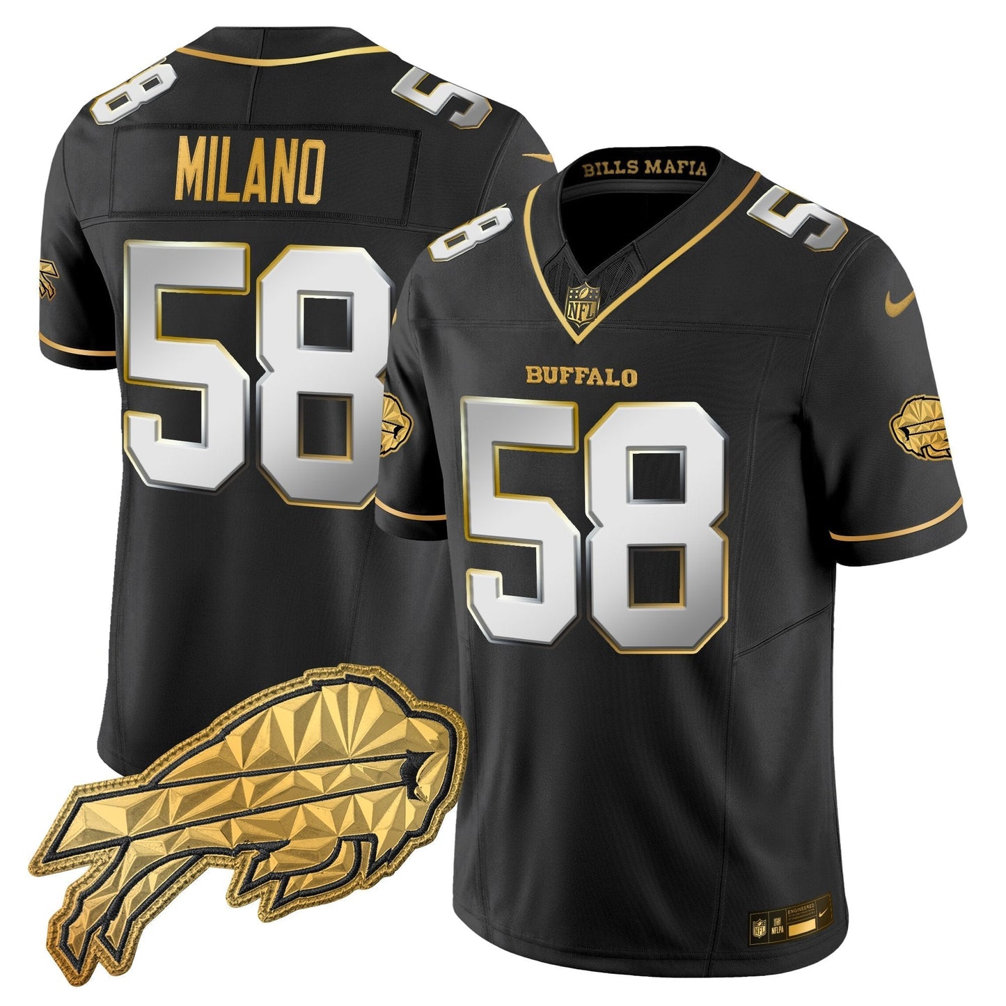 Men's Buffalo Bills 2025 "Rivalries" Gold Vapor Limited Jersey - All Stitched