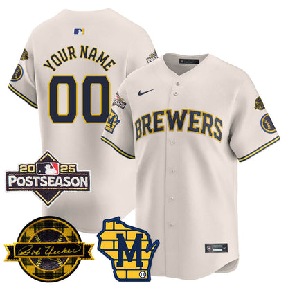 Custom Milwaukee Brewers 2025 Postseason Jersey - All Stitched