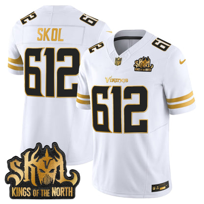 MIN 2025 Gold Vapor Limited Jersey - Kings Of The North Patch - All Stitched