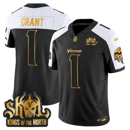 MIN 2025 Gold Vapor Limited Jersey - Kings Of The North Patch - All Stitched