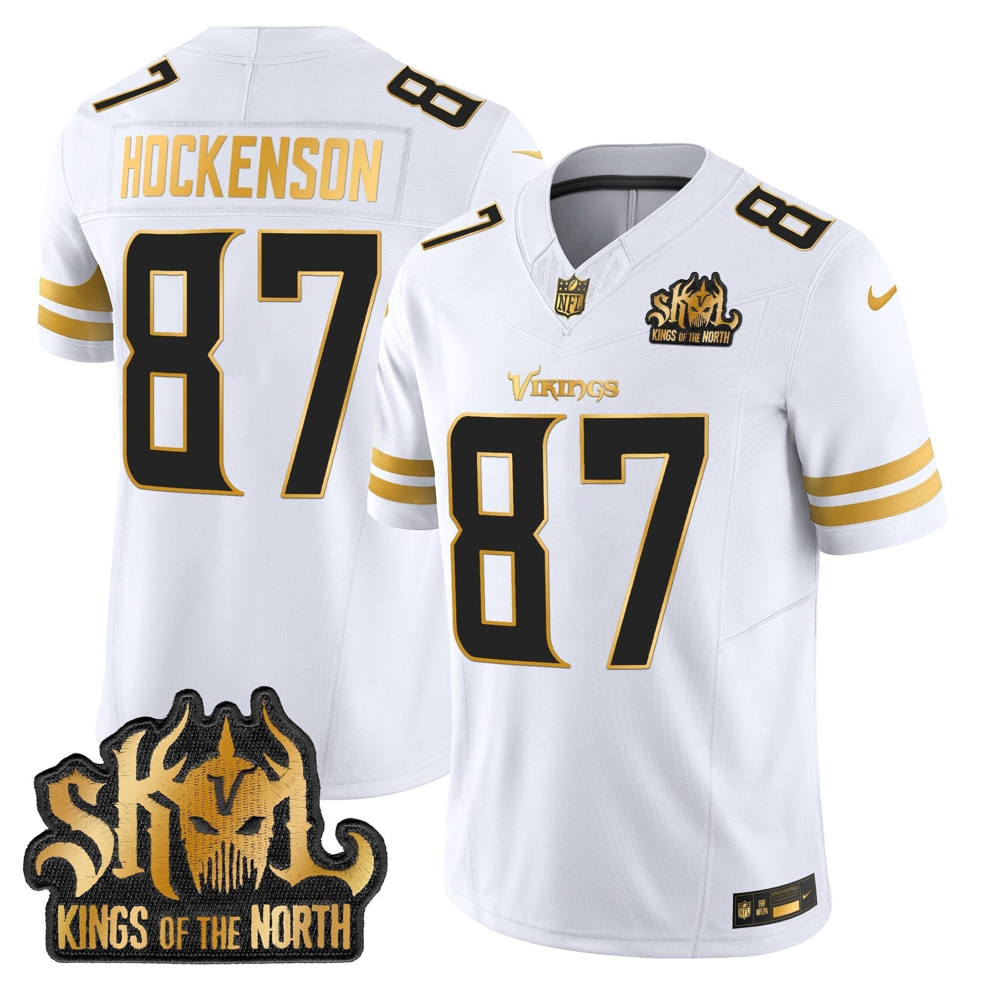 MIN 2025 Gold Vapor Limited Jersey - Kings Of The North Patch - All Stitched