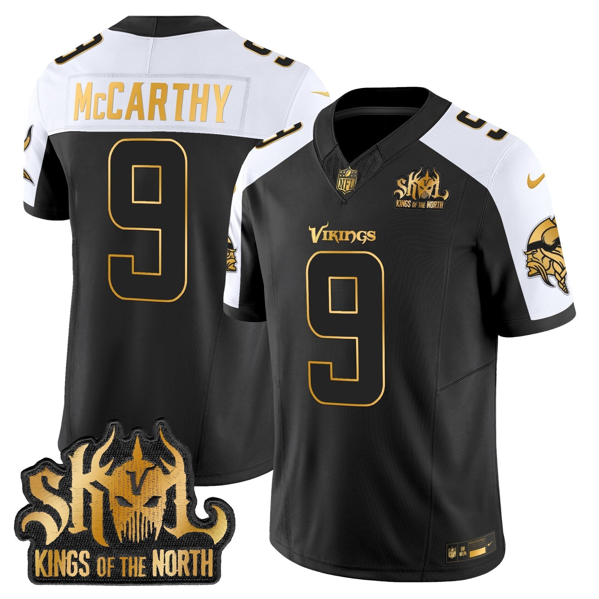 MIN 2025 Gold Vapor Limited Jersey - Kings Of The North Patch - All Stitched