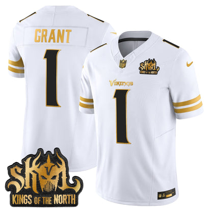 MIN 2025 Gold Vapor Limited Jersey - Kings Of The North Patch - All Stitched