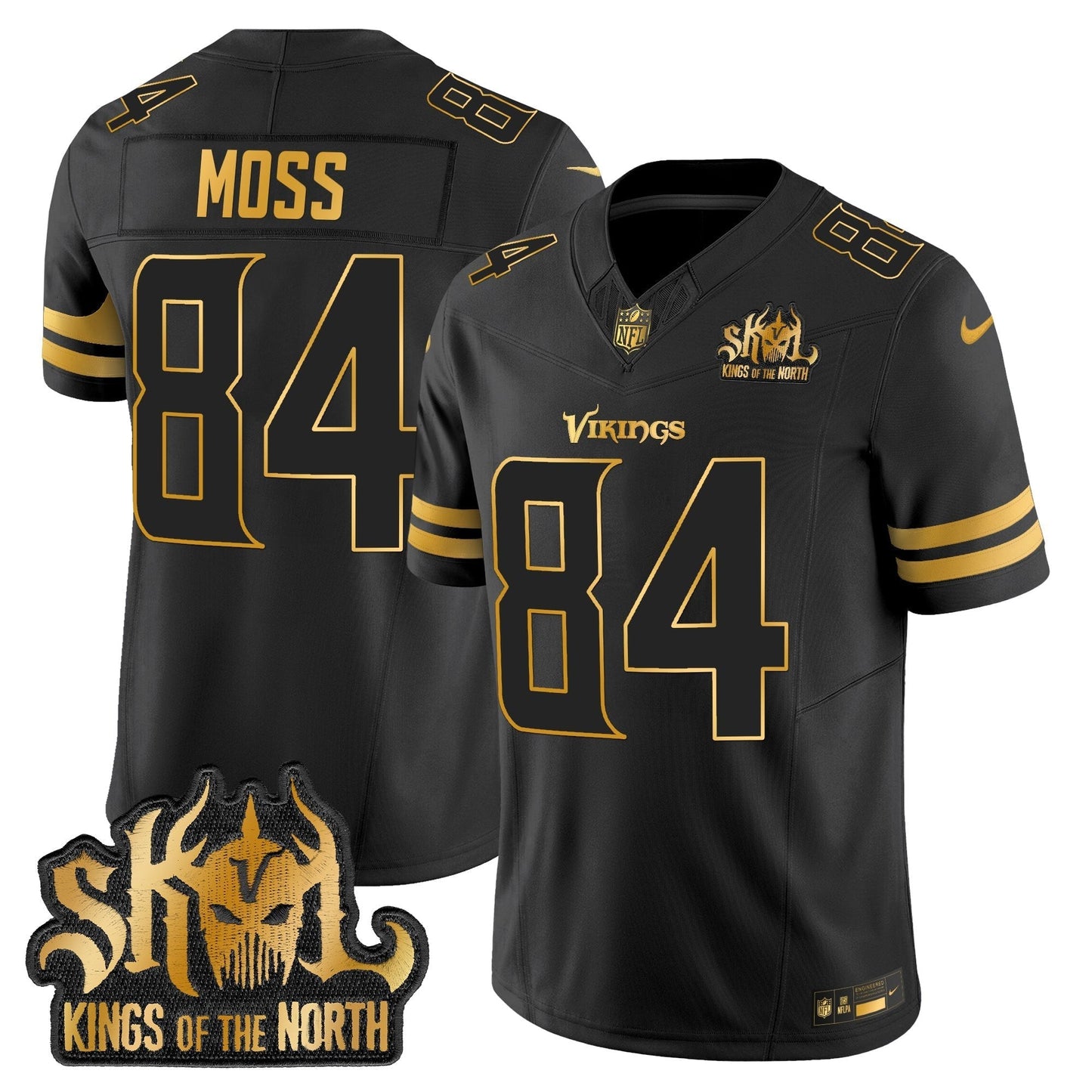 MIN 2025 Gold Vapor Limited Jersey - Kings Of The North Patch - All Stitched