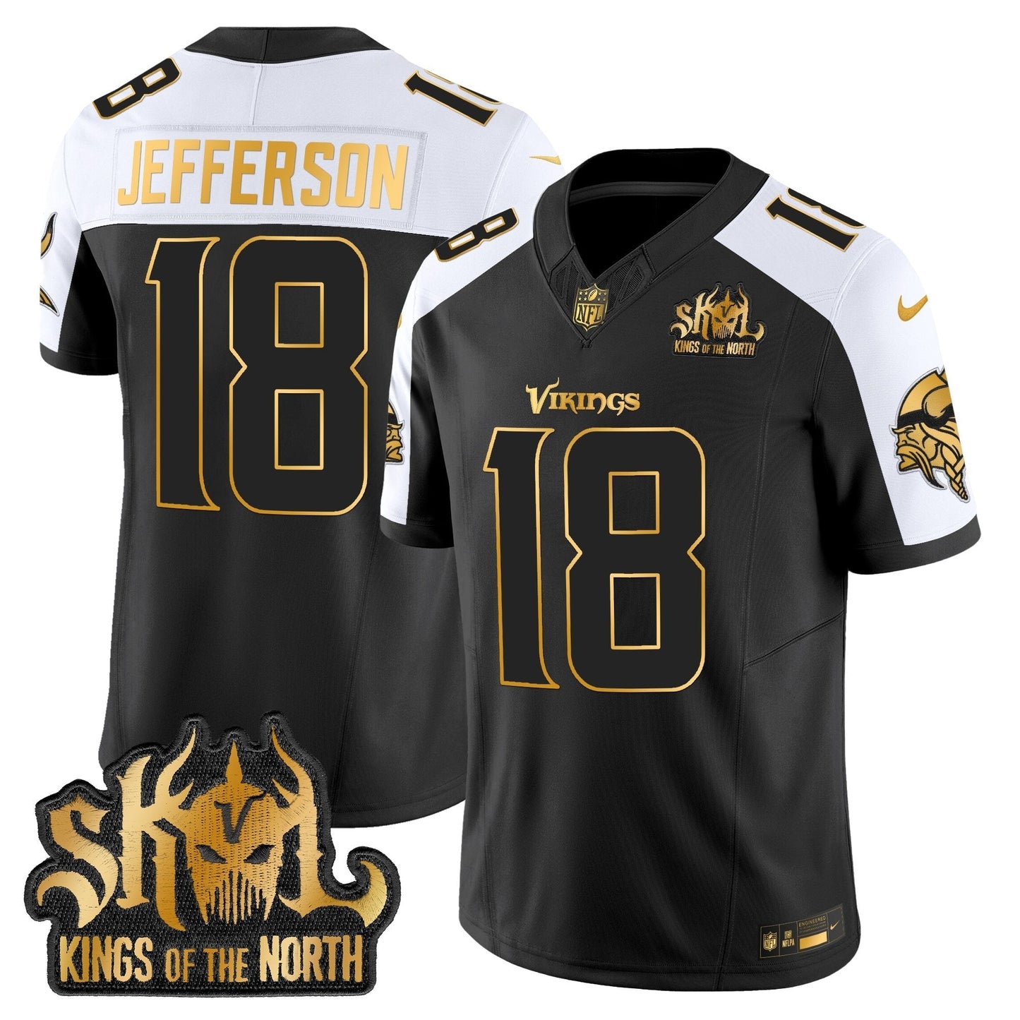 MIN 2025 Gold Vapor Limited Jersey - Kings Of The North Patch - All Stitched