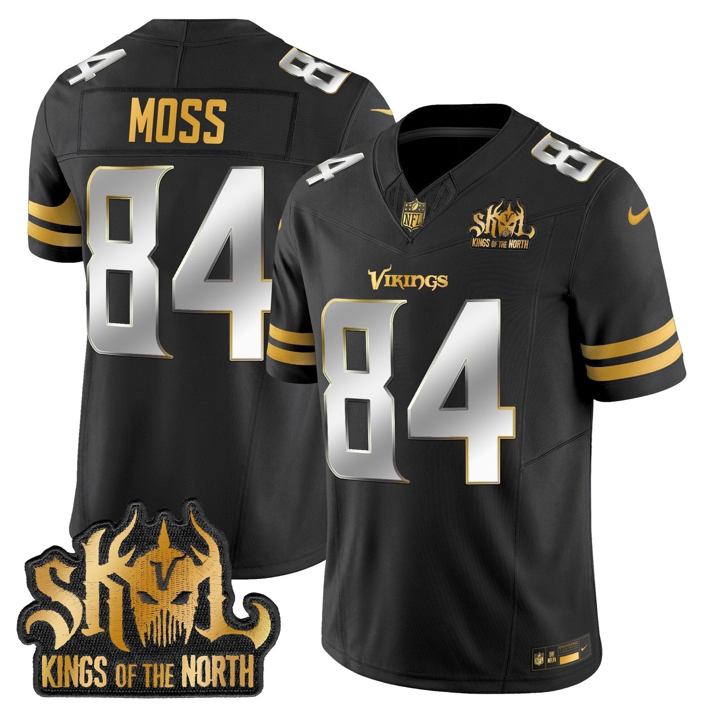MIN 2025 Gold Vapor Limited Jersey - Kings Of The North Patch - All Stitched