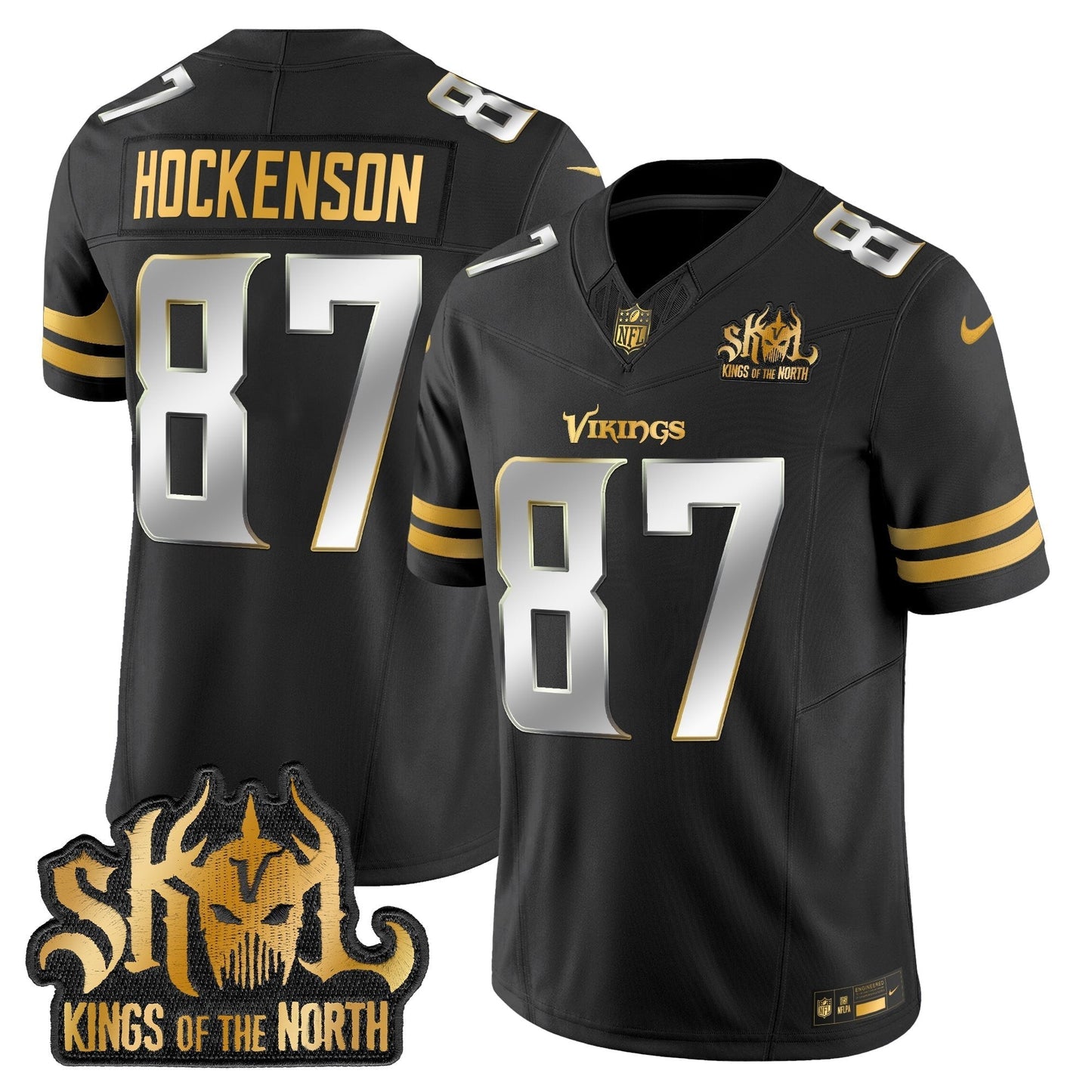 MIN 2025 Gold Vapor Limited Jersey - Kings Of The North Patch - All Stitched