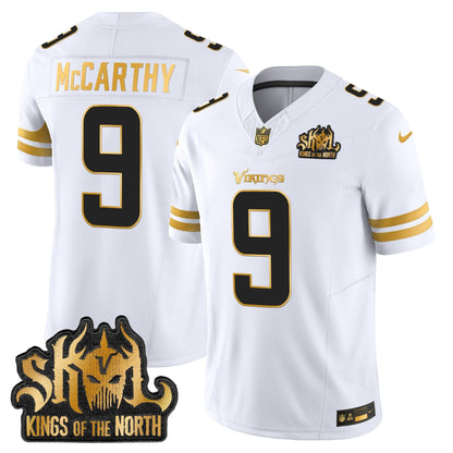 MIN 2025 Gold Vapor Limited Jersey - Kings Of The North Patch - All Stitched