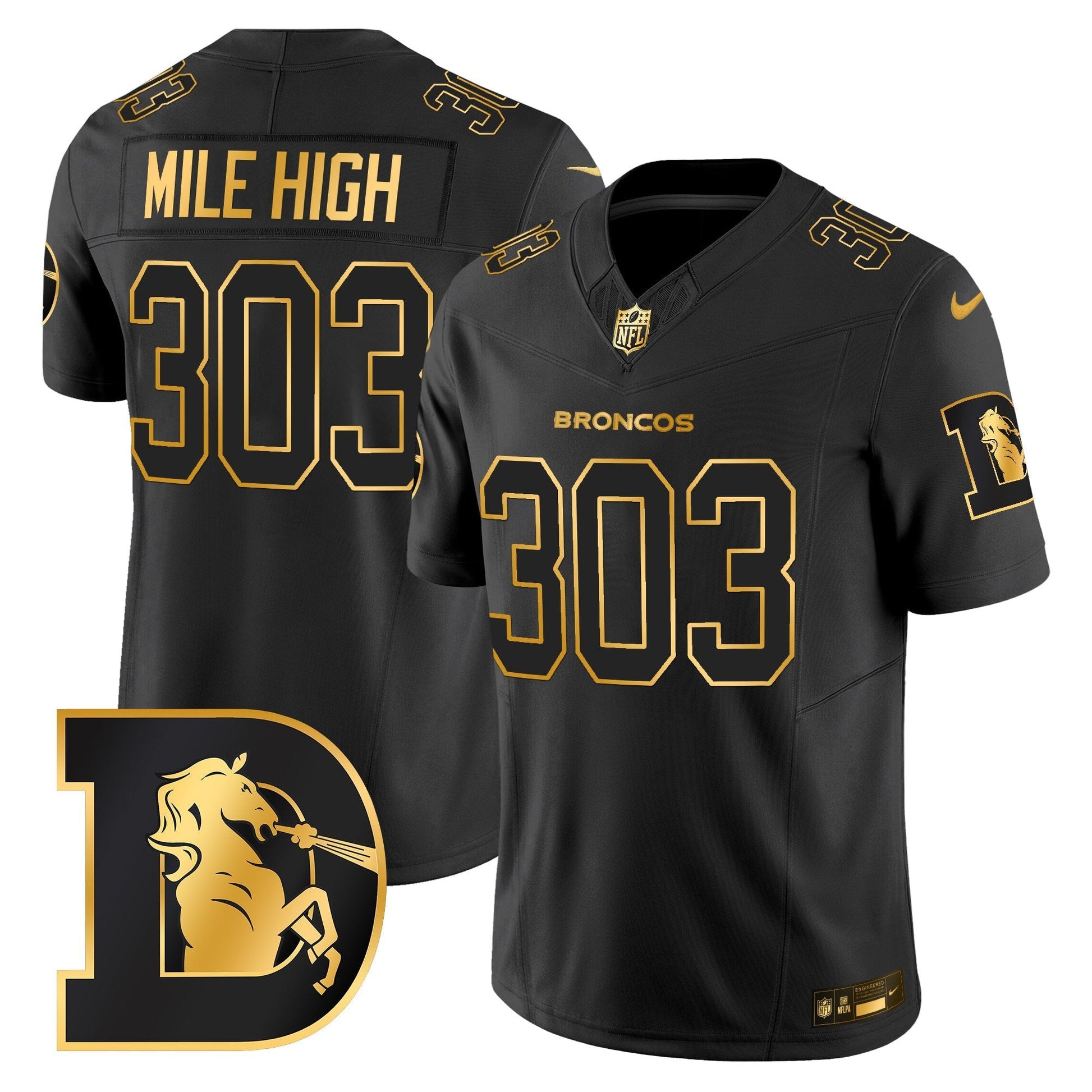 Men's Denver Broncos Throwback Gold Vapor Limited Jersey - All Stitched