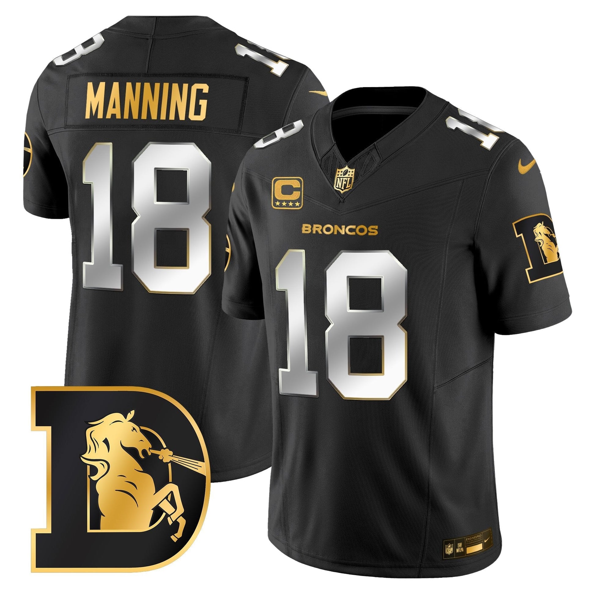 Men's Denver Broncos Throwback Gold Vapor Limited Jersey - All Stitched